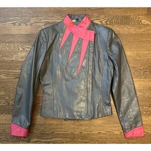 Vintage 1980s Wilsons Leather Cutout Pink Glam Womens Jacket Cutouts 6 Rocker